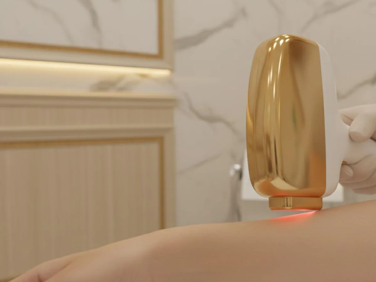Diode laser hair removal in progress